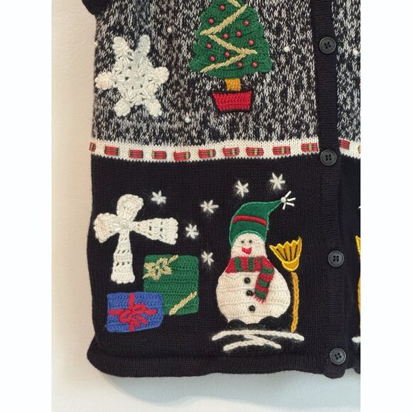 Brooks Brothers Women Ugly Christmas Sweater Vest Sz Large Holiday Snowman Tree - Picture 3 of 10